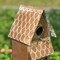 Set of 2 53''H Farmhouse Faux Copper 2-Tiered Distressed Metal Decorative Garden Birdhouse with Stake